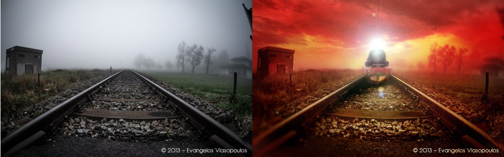 Red Train Dark Express | Μάθημα Photoshop - Πριν & Μετά